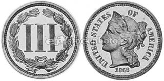 Nickel 3 Cents, 1868