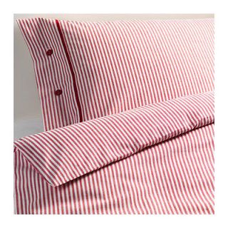 Ikea Nyponros Duvet Quilt Cover King Yarn dyed soft Cotton Red White 