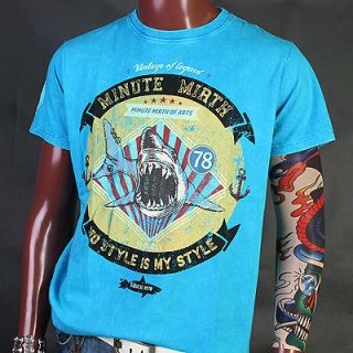 ma0164bl Minute Mirth Shark Jaws Punk Rock Biker Tattoo T Shirt M