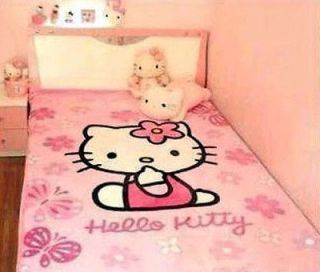 Pink Fashion Hello Kitty Coral Velvet Blanket Queen Carpet