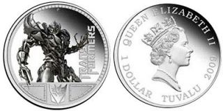 Tuvalu 2009 $1 Transformers   Megatron 1oz Silver Proof Coin