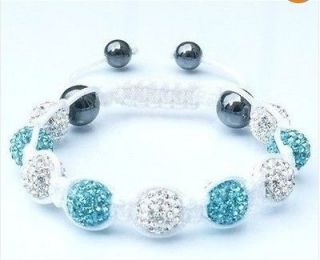 Shamballa Pink/White Crystal Disco 11 Ball/Beads Macrame Bracelet 