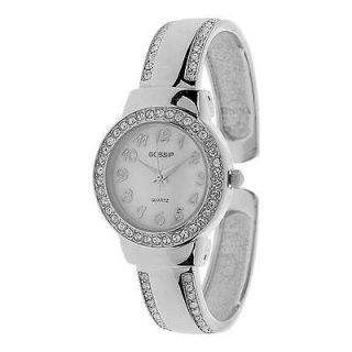 gossip silvertone with crystal accents fashion watch  