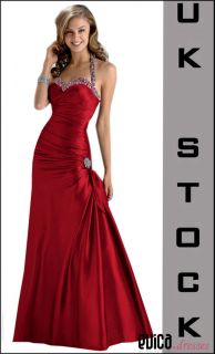 Red evening prom bridesmaid graduation dress ball cruise gown uk8 22