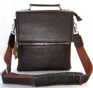 Men Brown Full Grain Real Leather Password lock Shoulder Bag Messenger 