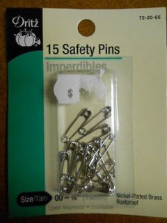packs of dritz safety pins nickel plated brass size