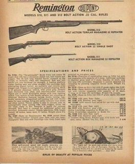 1957 remington ad model 510 511 512 bolt action rifle