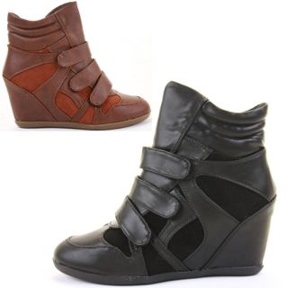 Girls Wedges Platform Ankle High Tops Style Trainer Boots Shoes Size
