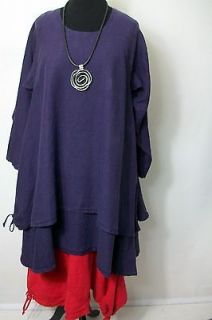 NEW IN~Fabulous double layer~ COMPLETO LINO~purple linen tunic 