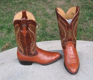 COWBOY PISTOLERO EMBOSSED FULL QUILL OSTRICH BOOTS MENS 7D