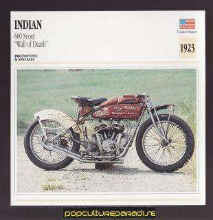 1923 INDIAN 600 SCOUT WALL OF DEATH Bike MOTORCYCLE ATLAS PHOTO CARD