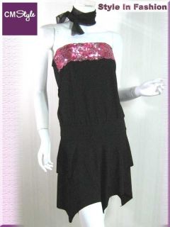 pink sequin dancing tube tunic dress top black xs s