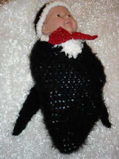 PATTERN * P26 BABY BOY TUXEDO Cocoon and hat pattern * infant size 