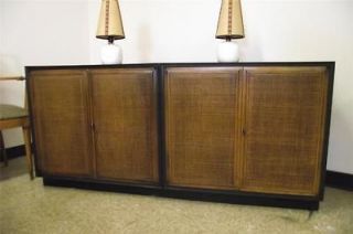 Vintage Mid Century Hollywood Regency Chinoiserie Cane Credenza Buffet 