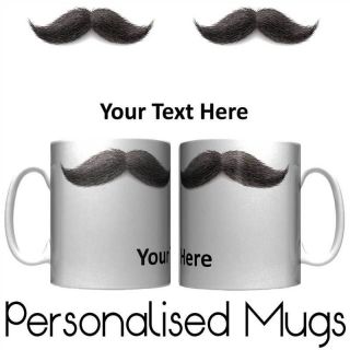 PERSONALISED BLACK HAIRY MOUSTACHE MUG / CUP / UNIQUE GIFT / PRESENT