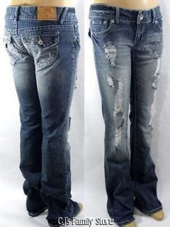 Amethyst Low Rise Boot Cut Flap Pocket Juniors Denim Jeans #290