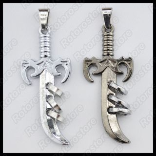 Dagger Sword Knife with Rings Necklace   Mens Stainless Steel 