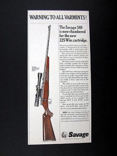 Savage Model 340 V 225 Win. Caliber Rifle 1965 print Ad advertisement
