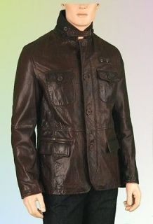 NEW COMPAGNIA Italian made mens brown leather jacket coat 48/S