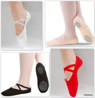 NEW Childrens Canvas Ballet Dance Gymnastics Slippers Shoes Pink Black 