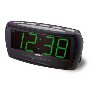 JENSEN LARGE DISPLAY LCD SNOOZE ALARM CLOCK RADIO w/ AUX IN for MUSIC 