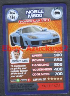 noble m600 404 top gear turbo challenge rare trade card