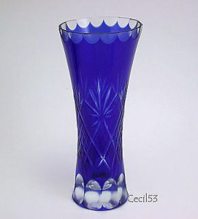 cobalt blue cut to clear glass flower bud vase time left $ 21 95 buy 