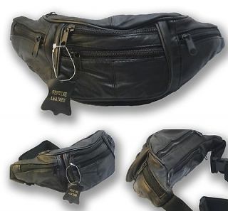 Genuine Black Leather Waist Fanny Pack Belt Bag Pouch Travel Hip Purse