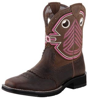 NIB Womens Ariat 10010220 Fatbaby Freedom Brown and Pink Square Toe 