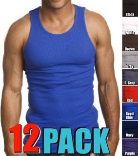 Lot Of 12 Quality Cotton A Shirts Vest Workout Tank Top Undershirt 