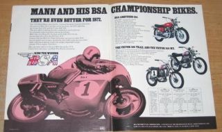 1972 BSA Victor Trail 500 & Lightning Motorcycle Original Color Ad