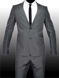 1995 HUGO BOSS Gray Pinstripe Silk Linen Dress Suit Tuxedo Costume 