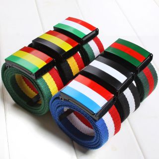 colors Mens boy ribbon Canvas belt Black Buckle New 44 inches UK