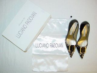 LUCIANO PADOVAN Black Patent Leather Leopard High Heels Shoes Pumps 36 