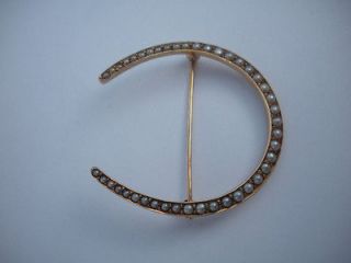 Beautiful Old 14 K Gold Pearls Horse Shoe Horseshoe Good Luck Brooch !