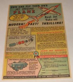 1957 jetex skyfighter rocket kit cartoon ad page time left