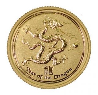 Australia GOLD Lunar Dragon Proof 15 Dollar 1/10 Oz.999 Gold 
