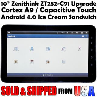 10 Zenithink ZT282 C91 Upgrade Capacitive Tablet PC Google Android 4 0 