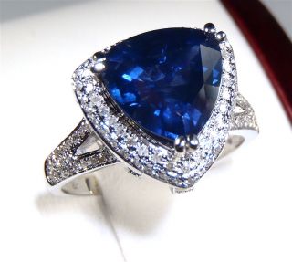 GIA Certified 18kt W Gold 4 03 tcw Blue Trillion Natural Sapphire 