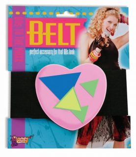 80s Style Neon Pink Heart Belt Costume Accessory New