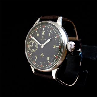 RARE Branded 1932 Swiss Stunning Omega Watch Black Dial Military Style 