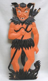 Vintage Halloween Tall Germany Devil Satan Diecut Heavily Embossed 