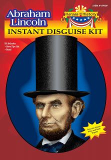 Abraham Lincoln Disguise Kit Stove Pipe Hat Beard Historical President 