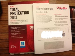 McAfee Total Protection 2013 1 PC 1 Year Activation Card ONLY