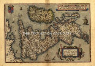 Large Old Ortelius England Scotland Wales Antique Map
