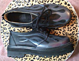 SHA SHA CREEPERS TRIBAL FLAME BILLY LANE BLACK SILVER GRAY LEATHER M 9 