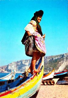 Vtg postcard Old Portugal Nazare girl in her seven skirts unused