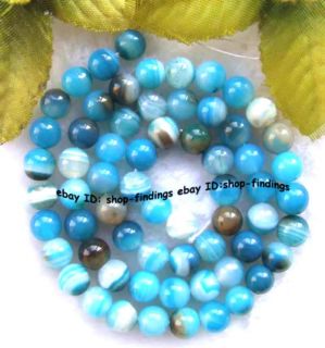 Smooth Stripe Blue Agate Round Beads 15 6mm 8mm 10mm 12mm 14mm 16mm 