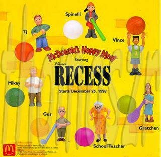 Recess TV Series Toy Set All 7 McDonalds Disney Channel 1997 Mint 