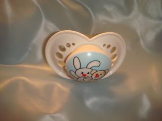 MAM Pacifier RARE White Bunny Silicone Adult Baby 6mos Plus Ortho Ulti 